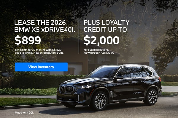 2026 X5 lease starting at $899 per month for 39 months