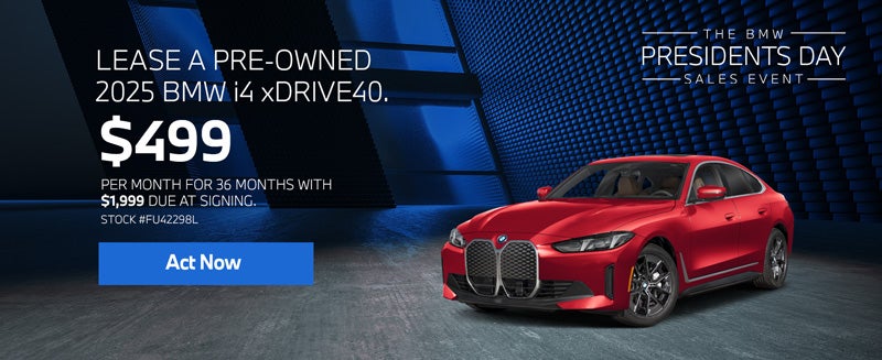 2025 BMW i4 xDrive40 Lease for $499 per month for 36 months.