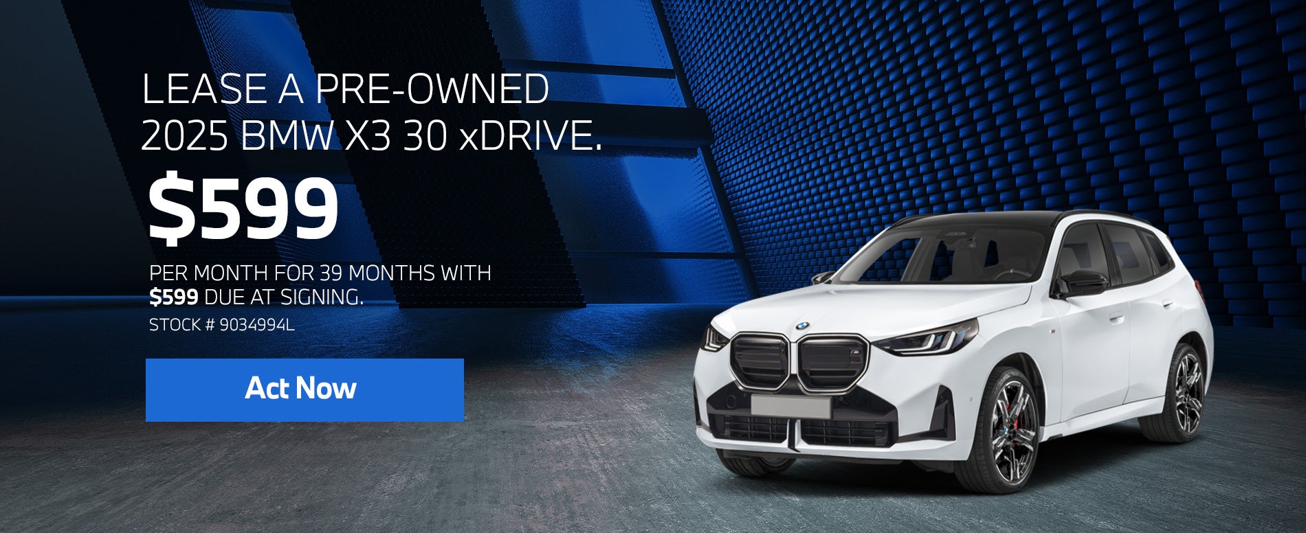2025 BMW X3 30 xDrive Lease from $599/mo, $599 due at signin